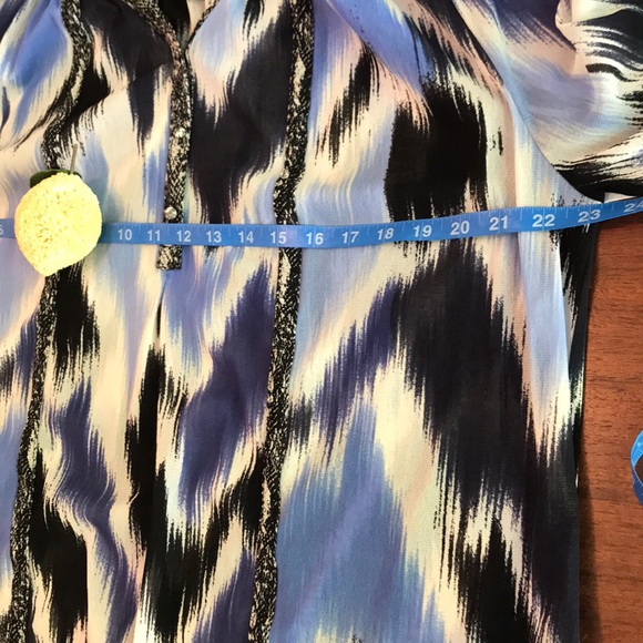 Alfani Blue Tie Dye Split Neck Pullover Blouse 2X - Picture 5 of 8